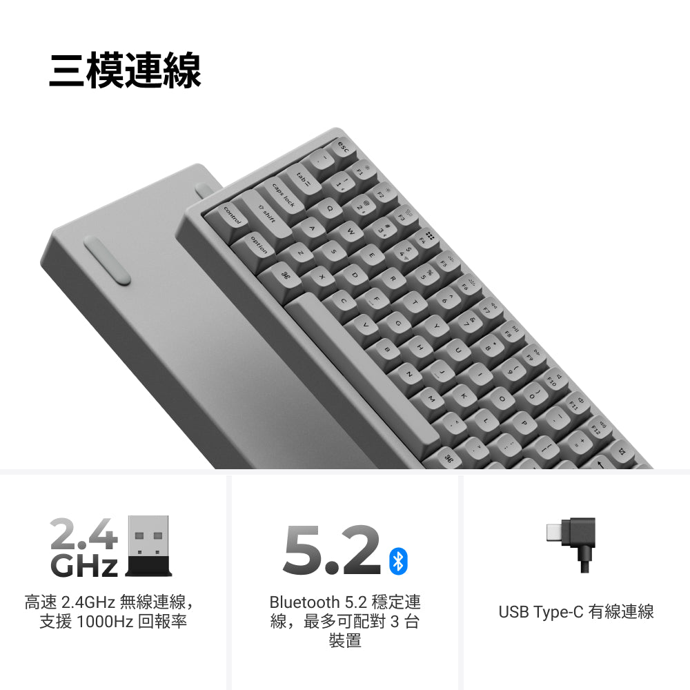 Keychron K2 HE 無線磁軸鍵盤 混凝土特仕板(英文版本)