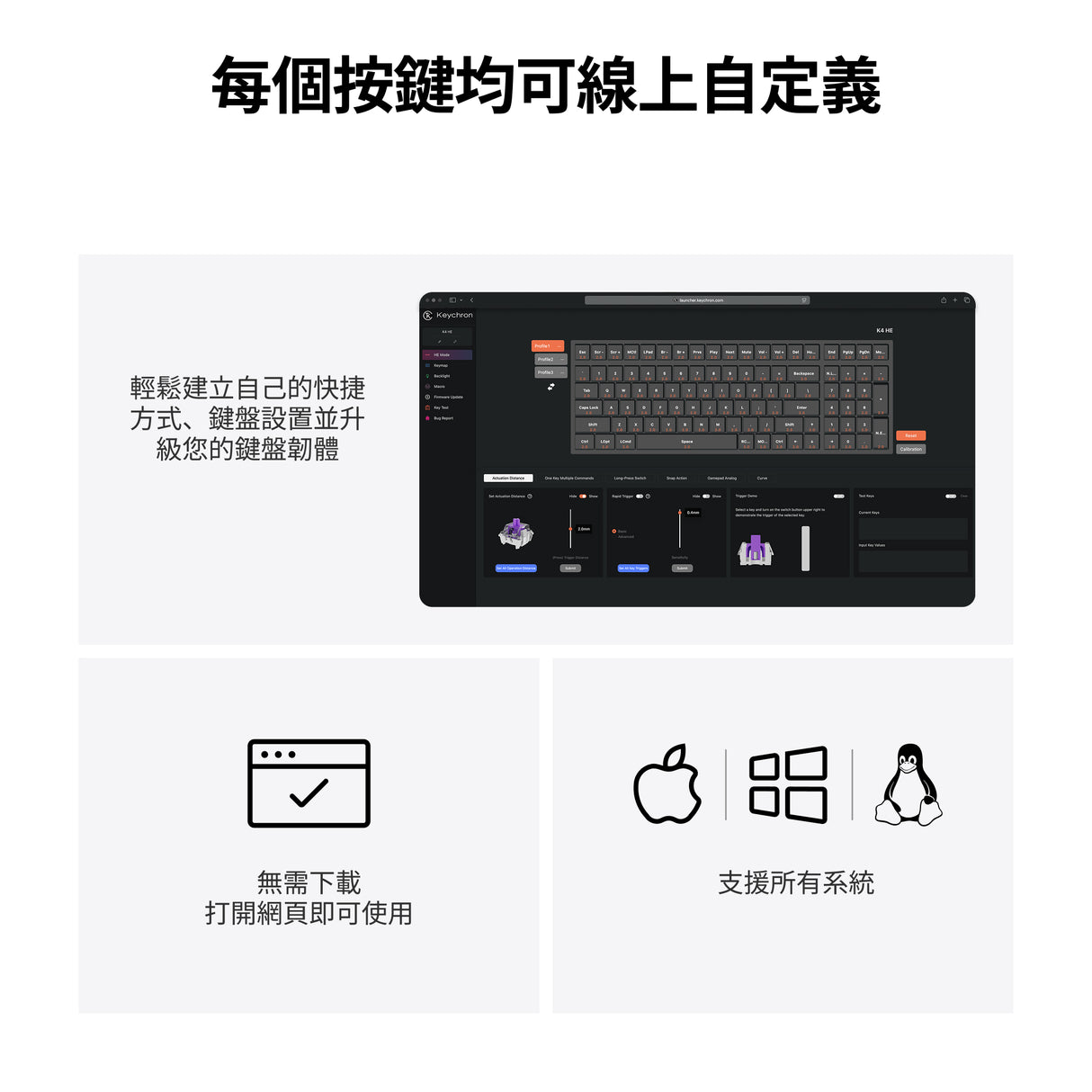 Keychron K4 HE 無線磁軸鍵盤(英文版本)