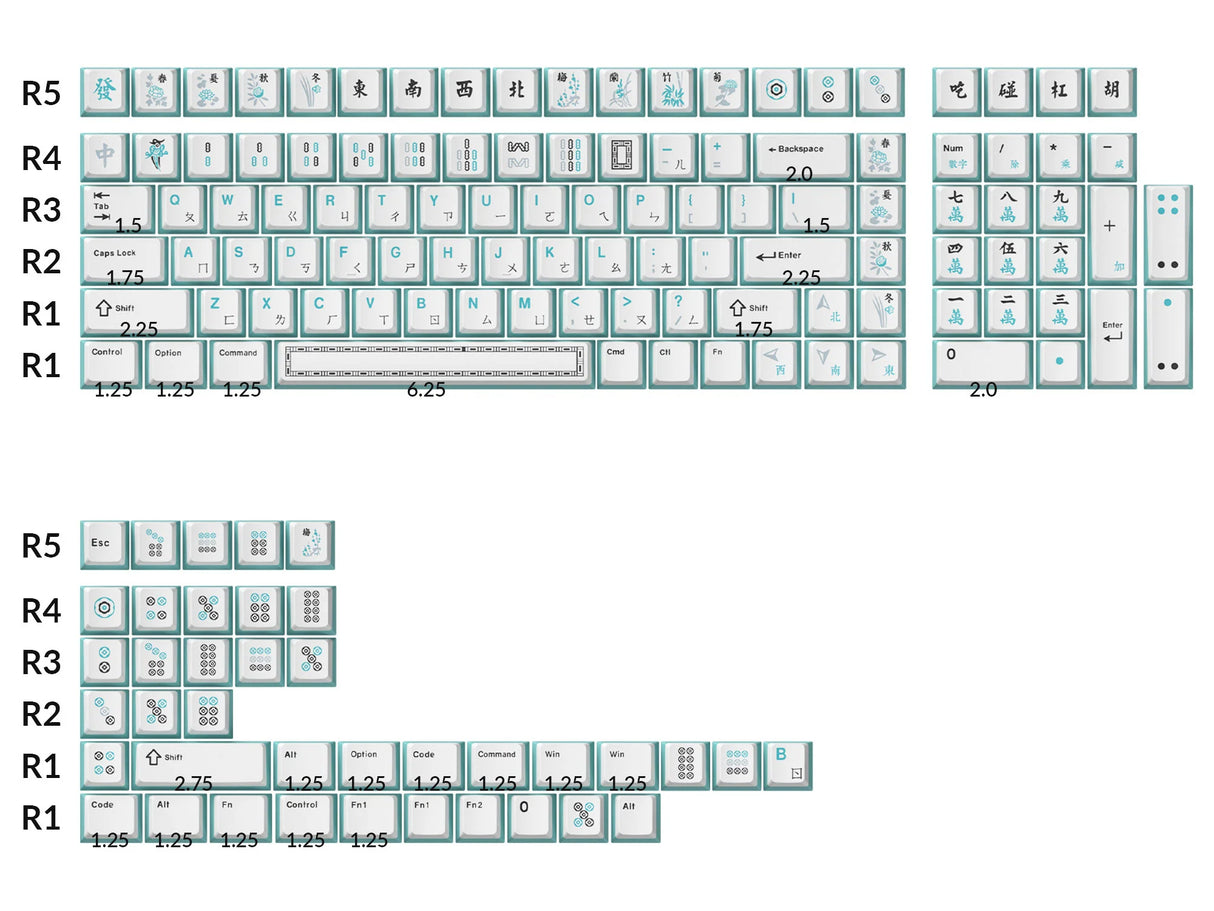 OEM高度 熱昇華 PBT材質 麻將鍵帽 注音版本