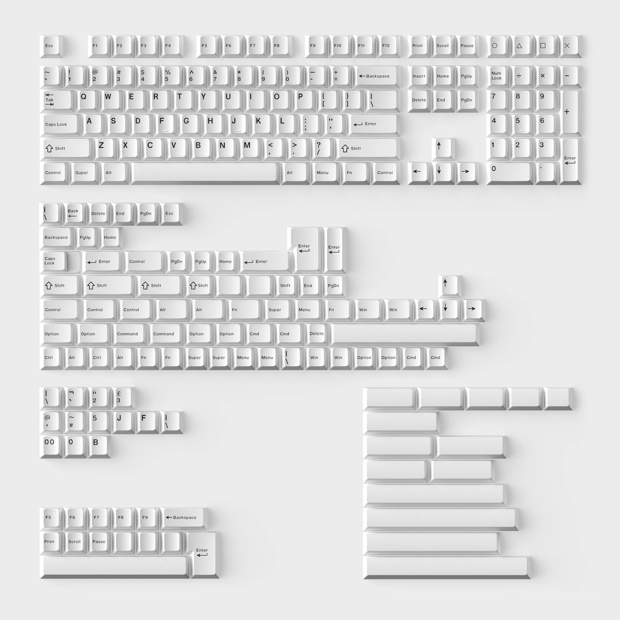 Cherry高度 雙色注塑 PBT材質 全白鍵帽