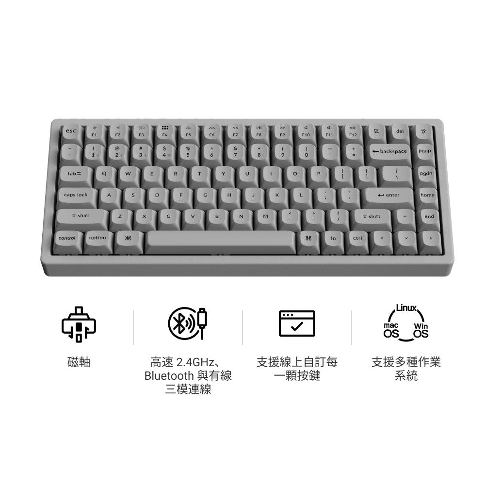 Keychron K2 HE 無線磁軸鍵盤 混凝土特仕板(英文版本)