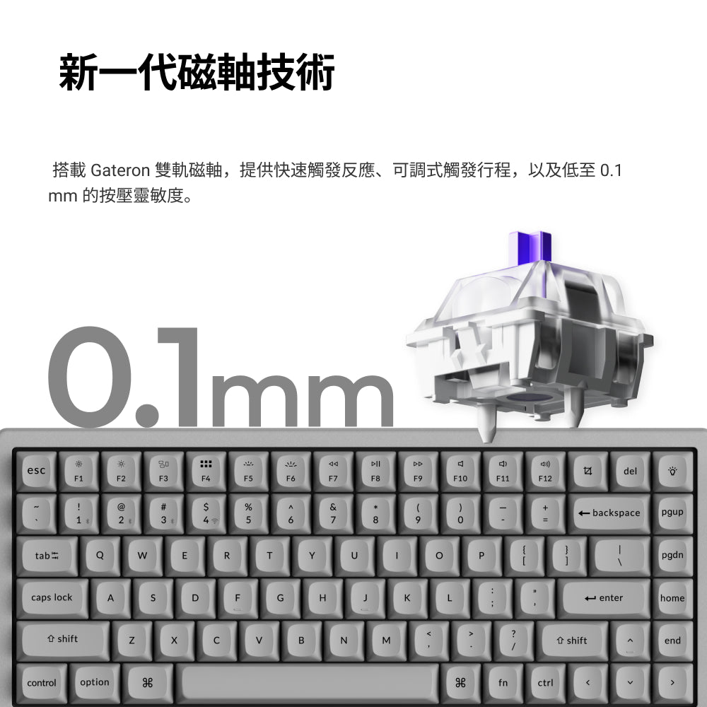 Keychron K2 HE 無線磁軸鍵盤 混凝土特仕板(英文版本)
