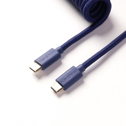 Keychron custom coiled aviator USB Type-C cable 8K version blue color