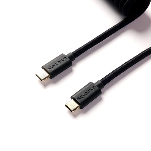 Keychron custom coiled aviator USB Type-C cable 8K version black color
