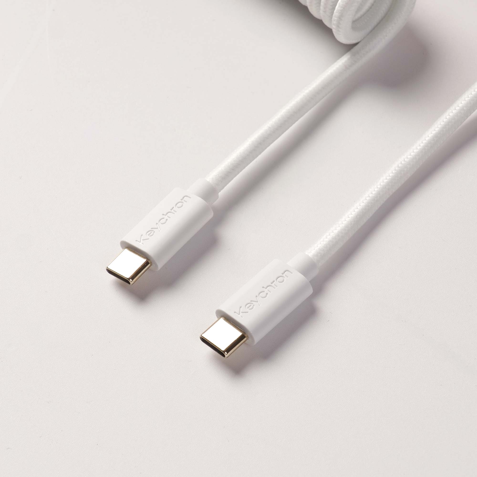 Keychron custom coiled aviator USB Type-C cable 8K version white color