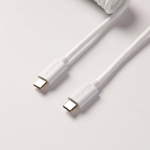 Keychron custom coiled aviator USB Type-C cable 8K version white color