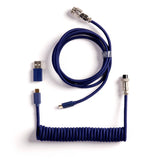 Keychron custom coiled aviator USB Type-C cable 8K version with straight connector for keyboards Blue color