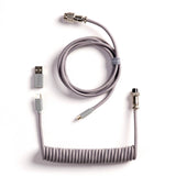 Keychron custom coiled aviator USB Type-C cable 8K version with straight connector for keyboards Gray color