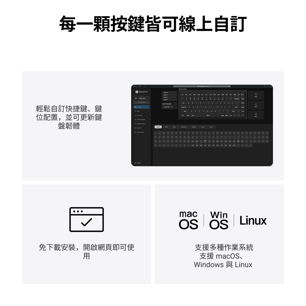 Keychron K3 Max QMK 矮軸 無線機械式鍵盤 全木特仕版(英文版本)